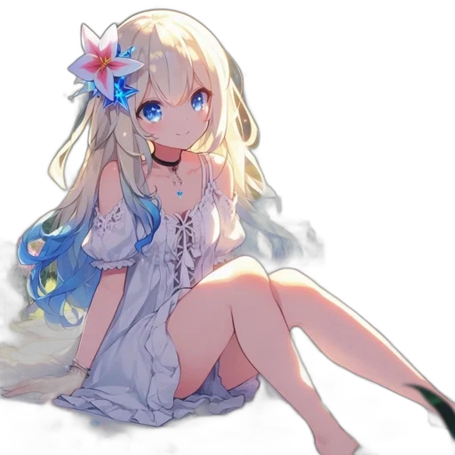 dress, flower, staff, dragon transparent PNG cut-out