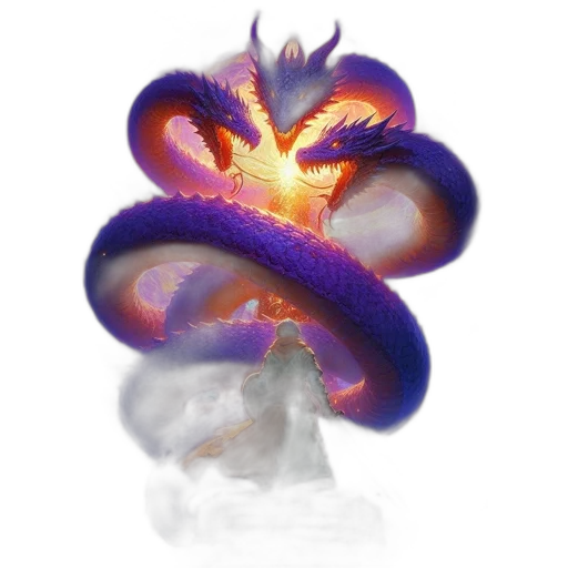 dragon, flower, crown, staff transparent PNG cut-out