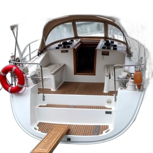 3d render, white, yacht, red transparent PNG cut-out
