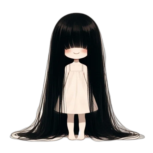 hair, dress, creature, staff transparent PNG cut-out