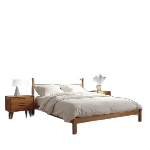 furniture, 3d render, earth tones, bed transparent PNG cut-out