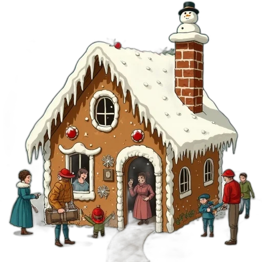 concept art, 3d render, snow, city street transparent PNG cut-out