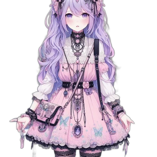 dress, staff, jewelry, creature transparent PNG cut-out