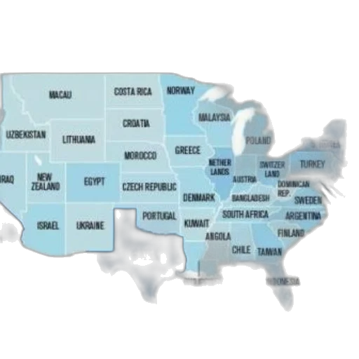 blue, map, showing, countries transparent PNG cut-out