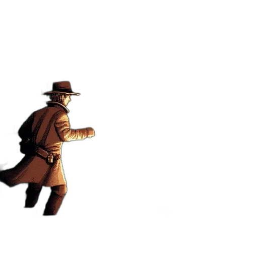 hat, jacket, staff, weapon transparent PNG cut-out
