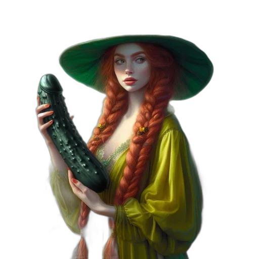 hat, dress, staff, creature transparent PNG cut-out
