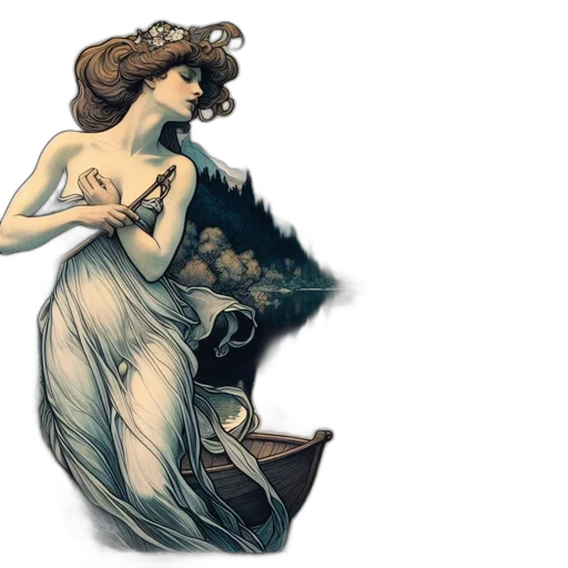 dress, fantasy art, concept art, watercolor transparent PNG cut-out