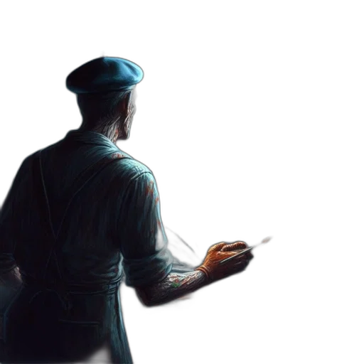 staff, jacket, hat, weapon transparent PNG cut-out
