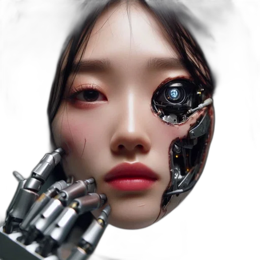 robot, face, mask, cyberpunk transparent PNG cut-out