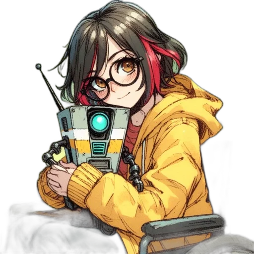 robot, jacket, weapon, staff transparent PNG cut-out