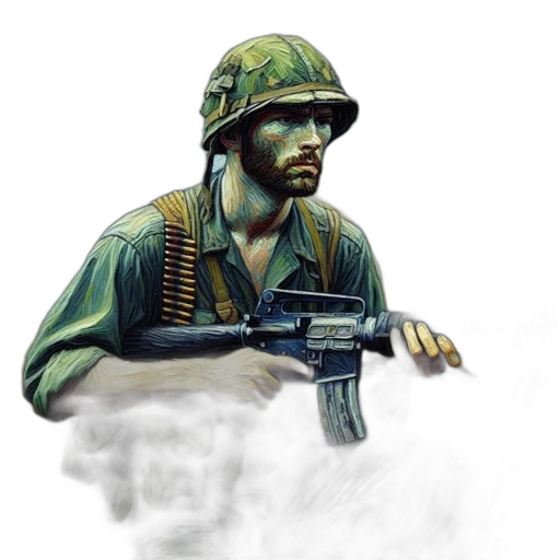 weapon, staff, jacket, face transparent PNG cut-out