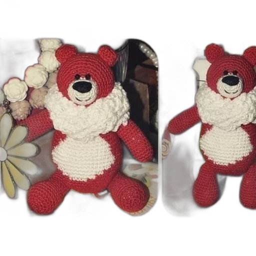 3d render, crocheted, red, white transparent PNG cut-out