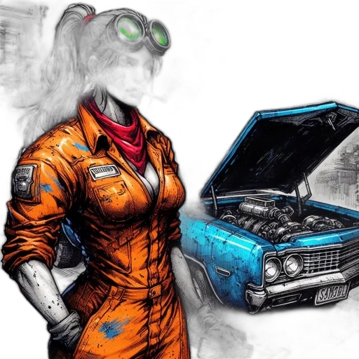 car, robot, comic book art, concept art transparent PNG cut-out
