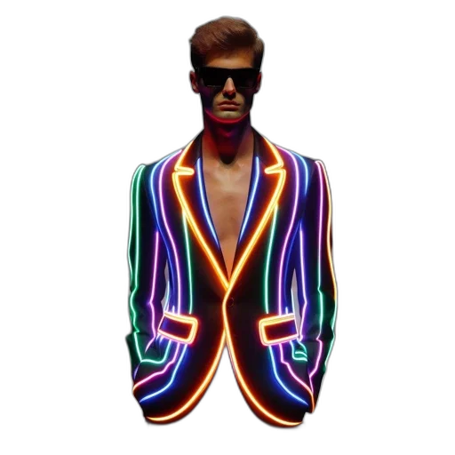 jacket, vaporwave, cyberpunk, 3d render transparent PNG cut-out