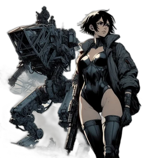 weapon, robot, jacket, concept art transparent PNG cut-out