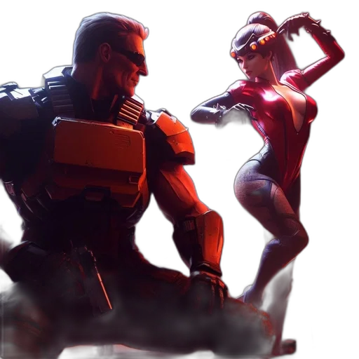 robot, concept art, cyberpunk, comic book art transparent PNG cut-out