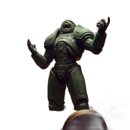 robot, creature, staff, weapon transparent PNG cut-out