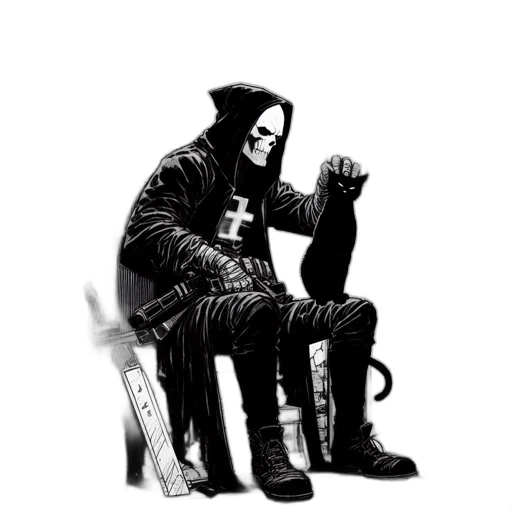 mask, jacket, staff, weapon transparent PNG cut-out