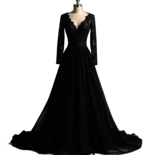 dress, dark, monochrome, black transparent PNG cut-out