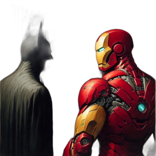 comic book art, concept art, batman, iron transparent PNG cut-out