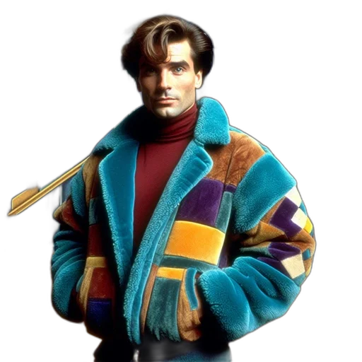 jacket, staff, vaporwave, concept art transparent PNG cut-out