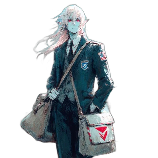 jacket, staff, concept art, anime transparent PNG cut-out