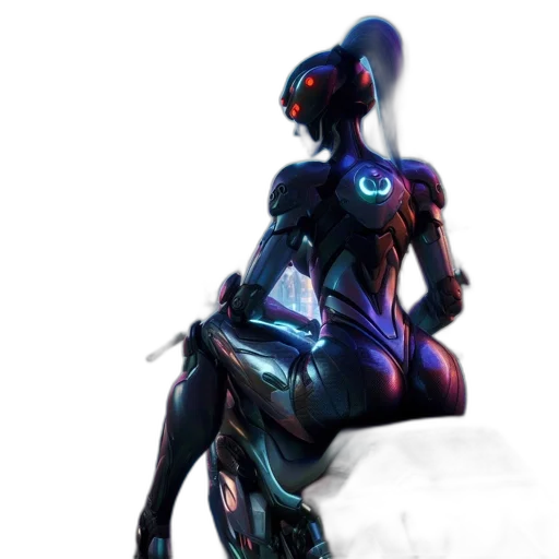 robot, dress, weapon, cyberpunk transparent PNG cut-out