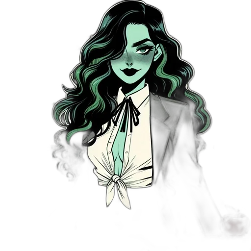 staff, dress, creature, hair transparent PNG cut-out