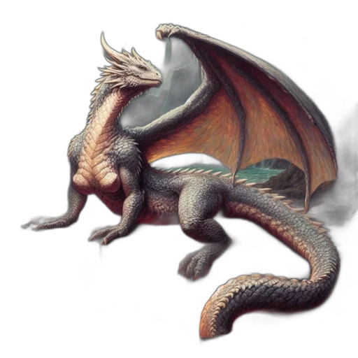 dragon, creature, animal, staff transparent PNG cut-out