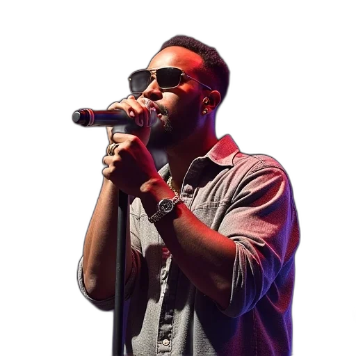 jacket, rapper, performs, during transparent PNG cut-out