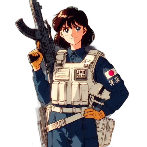 weapon, jacket, staff, anime transparent PNG cut-out