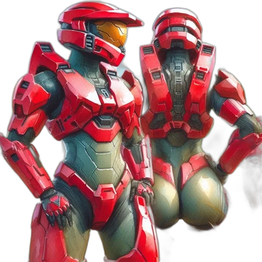 robot, concept art, 3d render, red transparent PNG cut-out