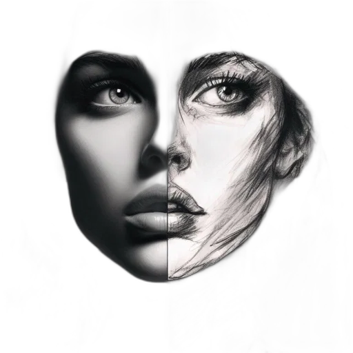 face, mask, hair, jewelry transparent PNG cut-out