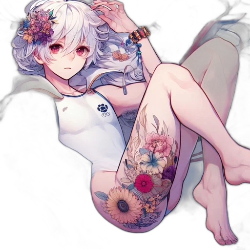 dress, flower, staff, creature transparent PNG cut-out