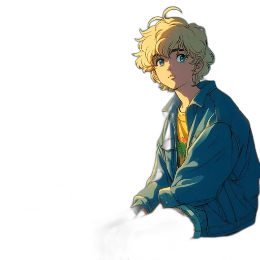 jacket, hair, staff, face transparent PNG cut-out