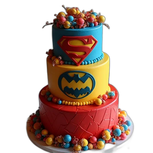 3d render, superhero, cake, ready transparent PNG cut-out