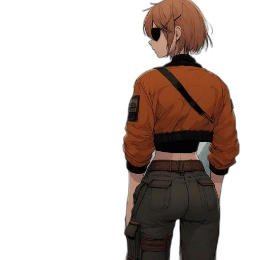 jacket, staff, weapon, robot transparent PNG cut-out