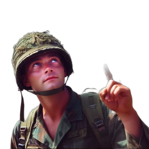 weapon, face, hat, jacket transparent PNG cut-out
