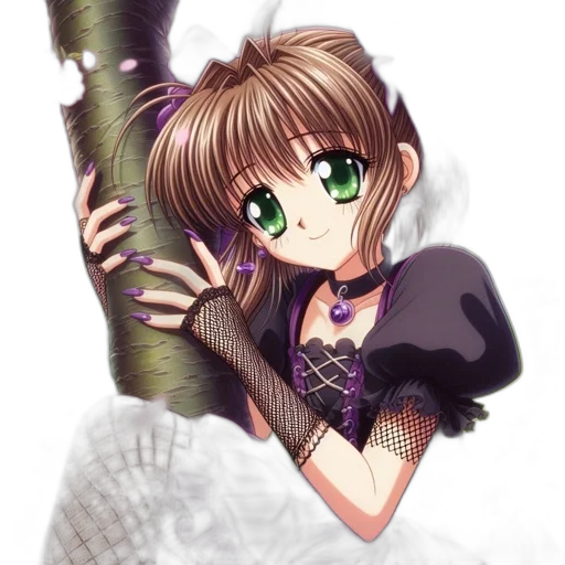 staff, dress, hair, creature transparent PNG cut-out