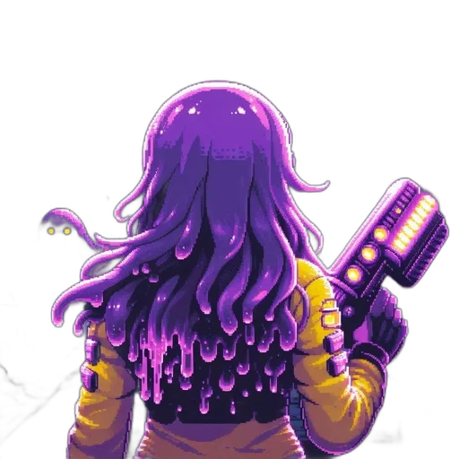 hair, staff, jacket, weapon transparent PNG cut-out
