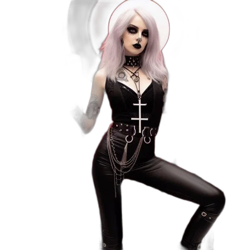 dress, hair, creature, robot transparent PNG cut-out