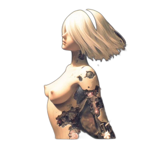 dress, face, flower, robot transparent PNG cut-out