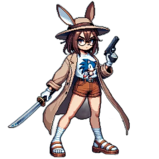 staff, weapon, hat, pixel art transparent PNG cut-out