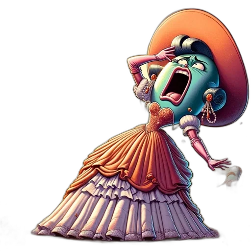 dress, hat, robot, staff transparent PNG cut-out
