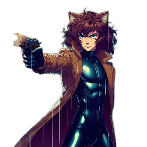 staff, weapon, jacket, comic book art transparent PNG cut-out