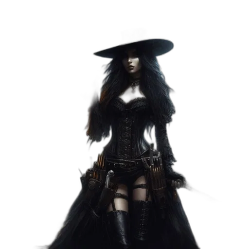 dress, hat, mask, staff transparent PNG cut-out