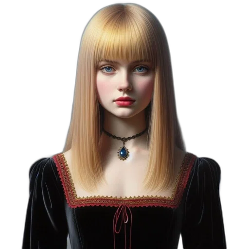hair, dress, jewelry, photorealistic transparent PNG cut-out