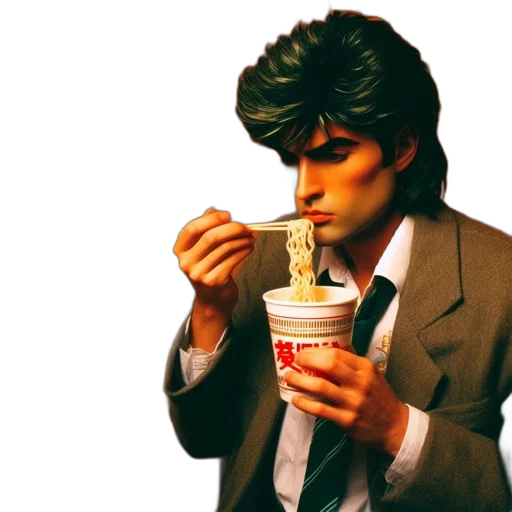 food, hair, jacket, vaporwave transparent PNG cut-out