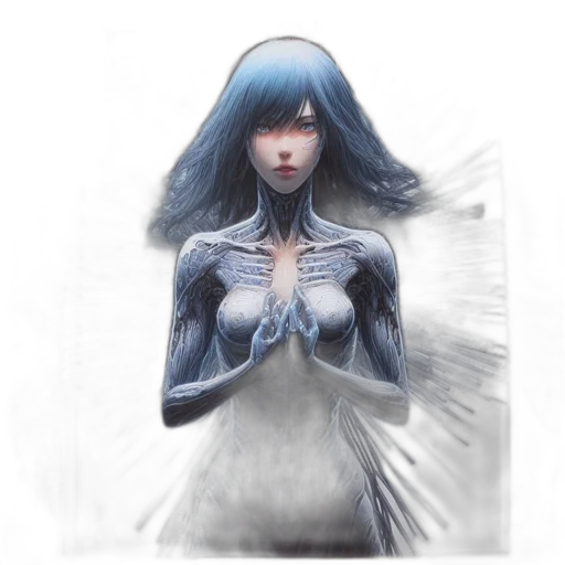 dress, robot, hair, creature transparent PNG cut-out