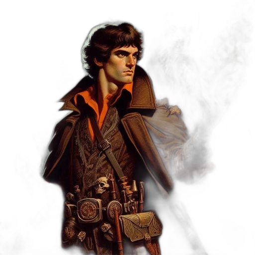 jacket, staff, fantasy art, concept art transparent PNG cut-out
